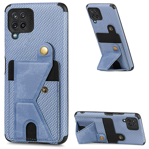 Silikon Hülle Handyhülle Ultra Dünn Schutzhülle Tasche Flexible mit Magnetisch S09D für Samsung Galaxy F12 Blau