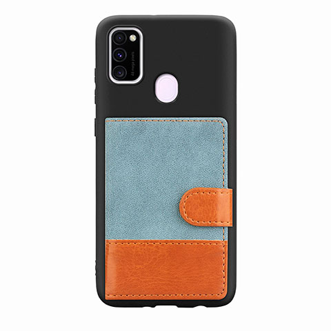 Silikon Hülle Handyhülle Ultra Dünn Schutzhülle Tasche Flexible mit Magnetisch S09D für Samsung Galaxy M21 Blau