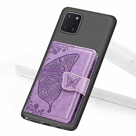Silikon Hülle Handyhülle Ultra Dünn Schutzhülle Tasche Flexible mit Magnetisch S09D für Samsung Galaxy Note 10 Lite Violett
