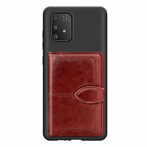 Silikon Hülle Handyhülle Ultra Dünn Schutzhülle Tasche Flexible mit Magnetisch S11D für Samsung Galaxy A91 Braun