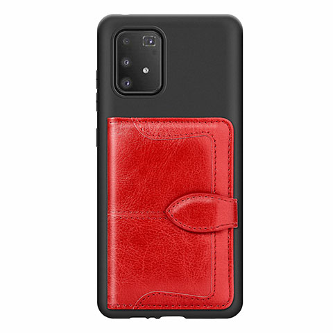 Silikon Hülle Handyhülle Ultra Dünn Schutzhülle Tasche Flexible mit Magnetisch S11D für Samsung Galaxy A91 Rot