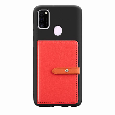 Silikon Hülle Handyhülle Ultra Dünn Schutzhülle Tasche Flexible mit Magnetisch S11D für Samsung Galaxy M21 Rot