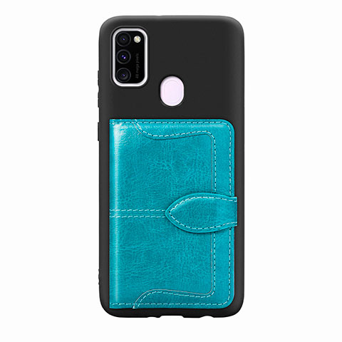 Silikon Hülle Handyhülle Ultra Dünn Schutzhülle Tasche Flexible mit Magnetisch S12D für Samsung Galaxy M21 Cyan