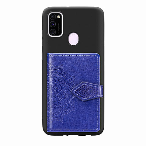 Silikon Hülle Handyhülle Ultra Dünn Schutzhülle Tasche Flexible mit Magnetisch S13D für Samsung Galaxy M21 Blau