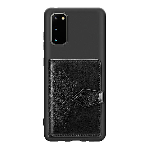 Silikon Hülle Handyhülle Ultra Dünn Schutzhülle Tasche Flexible mit Magnetisch S14D für Samsung Galaxy S20 Schwarz