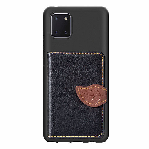 Silikon Hülle Handyhülle Ultra Dünn Schutzhülle Tasche Flexible mit Magnetisch S15D für Samsung Galaxy A81 Schwarz