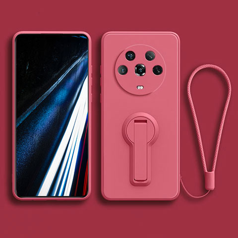 Silikon Hülle Handyhülle Ultra Dünn Schutzhülle Tasche Flexible mit Ständer für Huawei Honor Magic4 5G Pink