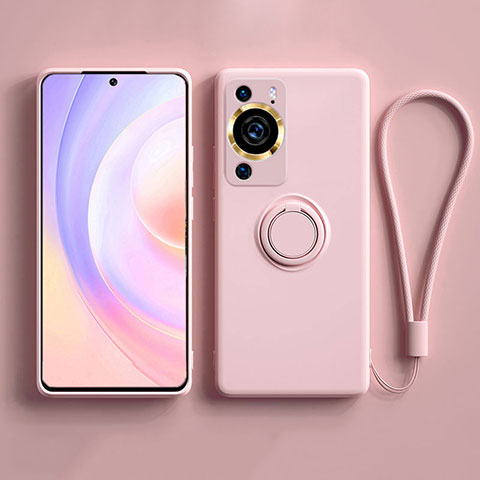 Silikon Hülle Handyhülle Ultra Dünn Schutzhülle Tasche Flexible mit Ständer für Huawei P60 Pro Rosa