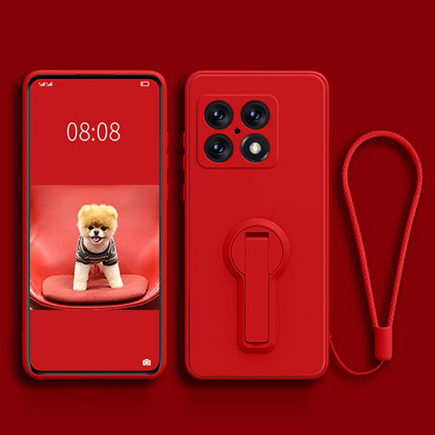 Silikon Hülle Handyhülle Ultra Dünn Schutzhülle Tasche Flexible mit Ständer für OnePlus 10 Pro 5G Rot