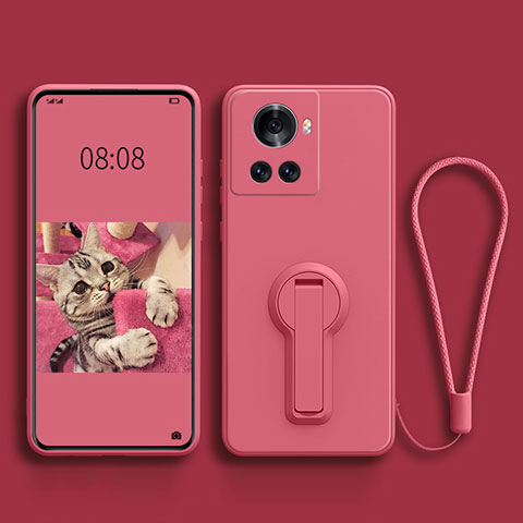 Silikon Hülle Handyhülle Ultra Dünn Schutzhülle Tasche Flexible mit Ständer für OnePlus 10R 5G Pink