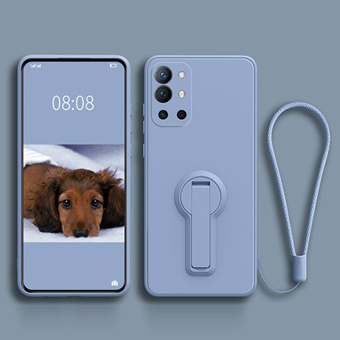 Silikon Hülle Handyhülle Ultra Dünn Schutzhülle Tasche Flexible mit Ständer für OnePlus 9R 5G Lavendel Grau