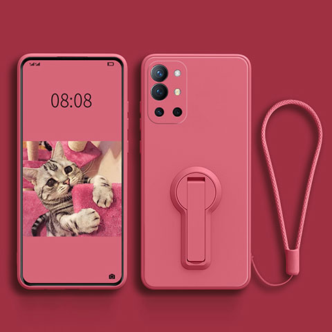 Silikon Hülle Handyhülle Ultra Dünn Schutzhülle Tasche Flexible mit Ständer für OnePlus 9R 5G Pink