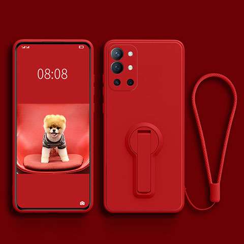 Silikon Hülle Handyhülle Ultra Dünn Schutzhülle Tasche Flexible mit Ständer für OnePlus 9R 5G Rot