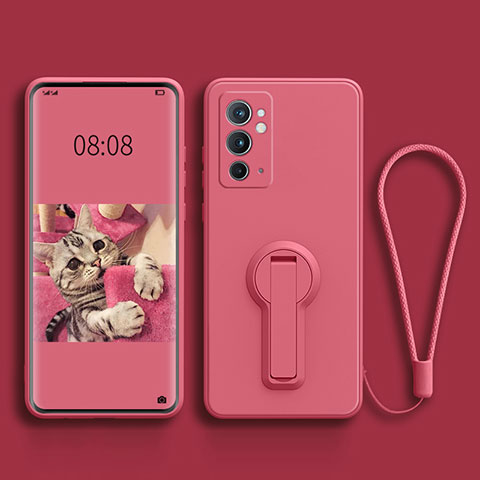 Silikon Hülle Handyhülle Ultra Dünn Schutzhülle Tasche Flexible mit Ständer für OnePlus 9RT 5G Pink