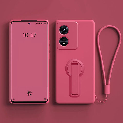 Silikon Hülle Handyhülle Ultra Dünn Schutzhülle Tasche Flexible mit Ständer für Oppo A1 5G Pink