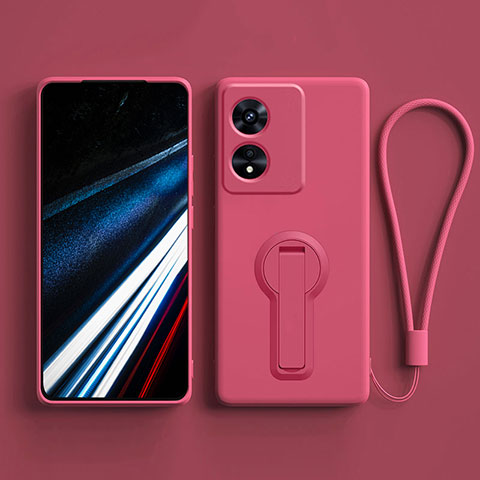 Silikon Hülle Handyhülle Ultra Dünn Schutzhülle Tasche Flexible mit Ständer für Oppo A18 Pink