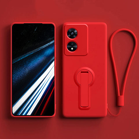 Silikon Hülle Handyhülle Ultra Dünn Schutzhülle Tasche Flexible mit Ständer für Oppo A18 Rot