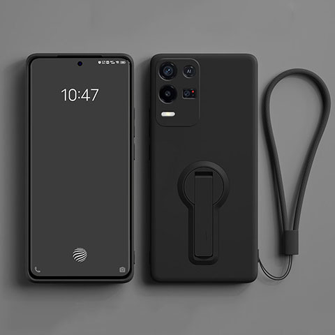 Silikon Hülle Handyhülle Ultra Dünn Schutzhülle Tasche Flexible mit Ständer für Oppo K9X 5G Schwarz