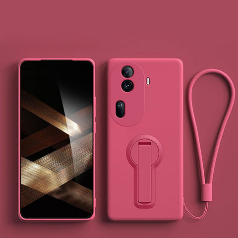 Silikon Hülle Handyhülle Ultra Dünn Schutzhülle Tasche Flexible mit Ständer für Oppo Reno11 Pro 5G Pink