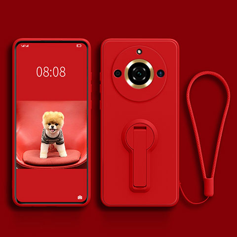 Silikon Hülle Handyhülle Ultra Dünn Schutzhülle Tasche Flexible mit Ständer für Realme Narzo 60 5G Rot