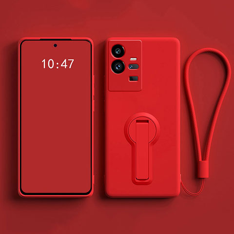 Silikon Hülle Handyhülle Ultra Dünn Schutzhülle Tasche Flexible mit Ständer für Vivo iQOO 11 5G Rot