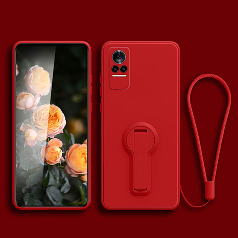 Silikon Hülle Handyhülle Ultra Dünn Schutzhülle Tasche Flexible mit Ständer für Xiaomi Civi 1S 5G Rot