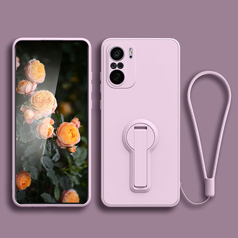 Silikon Hülle Handyhülle Ultra Dünn Schutzhülle Tasche Flexible mit Ständer für Xiaomi Mi 11i 5G Helles Lila