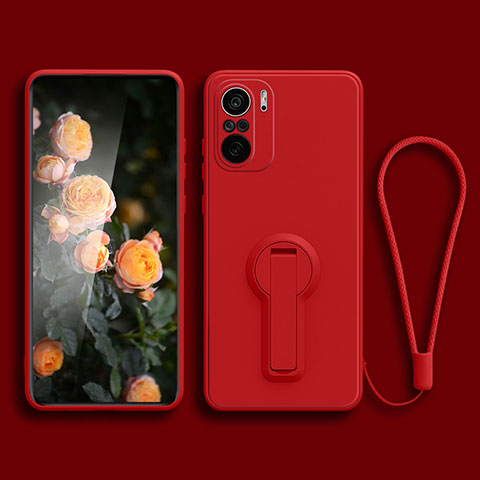 Silikon Hülle Handyhülle Ultra Dünn Schutzhülle Tasche Flexible mit Ständer für Xiaomi Mi 11i 5G Rot