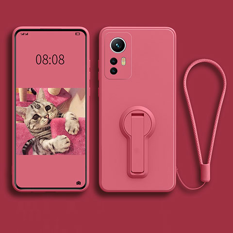 Silikon Hülle Handyhülle Ultra Dünn Schutzhülle Tasche Flexible mit Ständer für Xiaomi Mi 12S 5G Rosegold