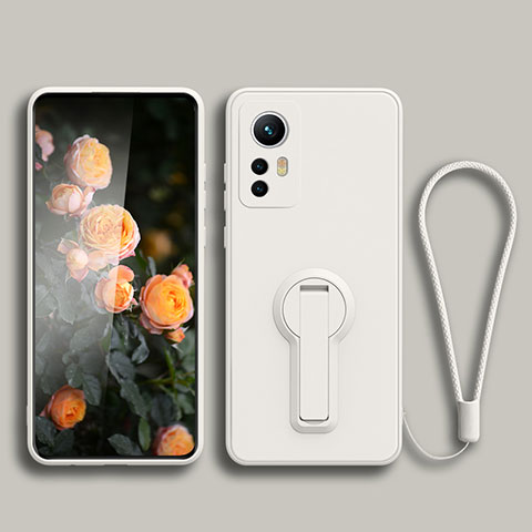 Silikon Hülle Handyhülle Ultra Dünn Schutzhülle Tasche Flexible mit Ständer für Xiaomi Mi 12T 5G Weiß