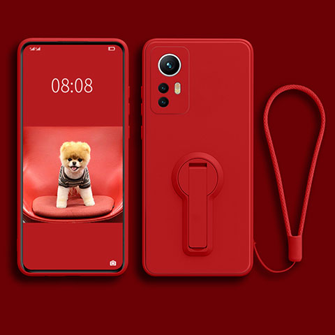 Silikon Hülle Handyhülle Ultra Dünn Schutzhülle Tasche Flexible mit Ständer für Xiaomi Mi 12X 5G Rot