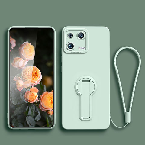 Silikon Hülle Handyhülle Ultra Dünn Schutzhülle Tasche Flexible mit Ständer für Xiaomi Mi 13 5G Minzgrün