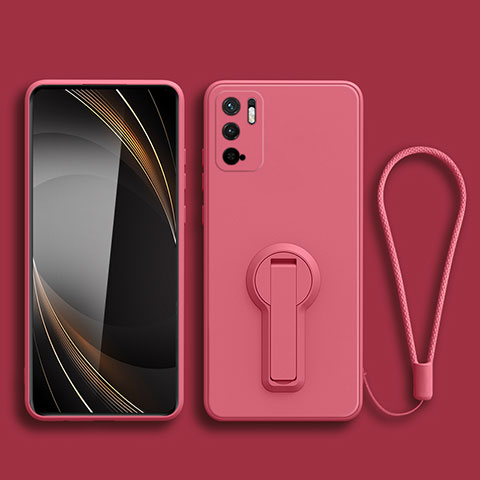 Silikon Hülle Handyhülle Ultra Dünn Schutzhülle Tasche Flexible mit Ständer für Xiaomi POCO M3 Pro 5G Pink