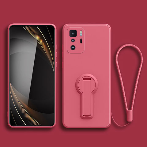 Silikon Hülle Handyhülle Ultra Dünn Schutzhülle Tasche Flexible mit Ständer für Xiaomi Poco X3 GT 5G Pink