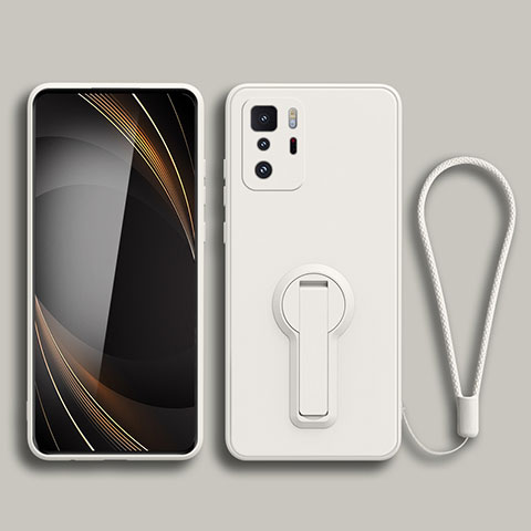 Silikon Hülle Handyhülle Ultra Dünn Schutzhülle Tasche Flexible mit Ständer für Xiaomi Poco X3 GT 5G Weiß