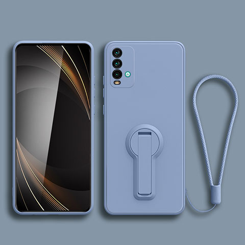 Silikon Hülle Handyhülle Ultra Dünn Schutzhülle Tasche Flexible mit Ständer für Xiaomi Redmi 9 Power Lavendel Grau