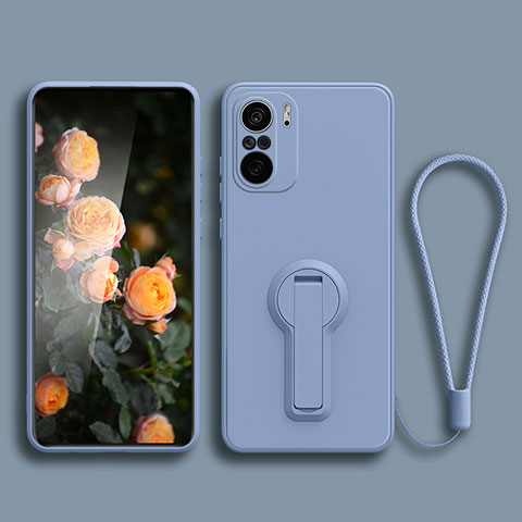 Silikon Hülle Handyhülle Ultra Dünn Schutzhülle Tasche Flexible mit Ständer für Xiaomi Redmi K40 Pro 5G Lavendel Grau