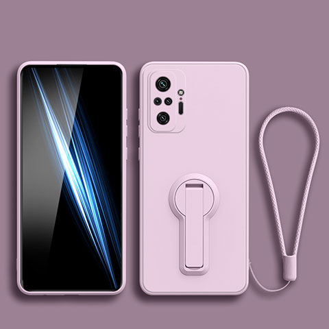 Silikon Hülle Handyhülle Ultra Dünn Schutzhülle Tasche Flexible mit Ständer für Xiaomi Redmi Note 10 4G Helles Lila