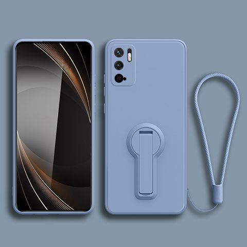 Silikon Hülle Handyhülle Ultra Dünn Schutzhülle Tasche Flexible mit Ständer für Xiaomi Redmi Note 10 5G Lavendel Grau
