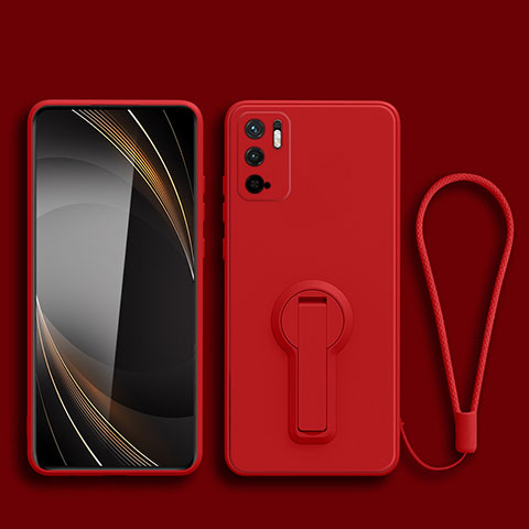 Silikon Hülle Handyhülle Ultra Dünn Schutzhülle Tasche Flexible mit Ständer für Xiaomi Redmi Note 10T 5G Rot