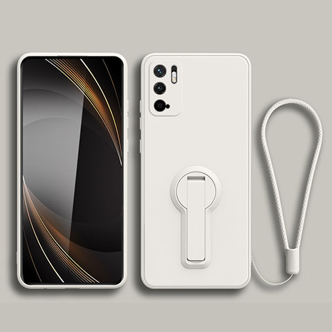 Silikon Hülle Handyhülle Ultra Dünn Schutzhülle Tasche Flexible mit Ständer für Xiaomi Redmi Note 10T 5G Weiß