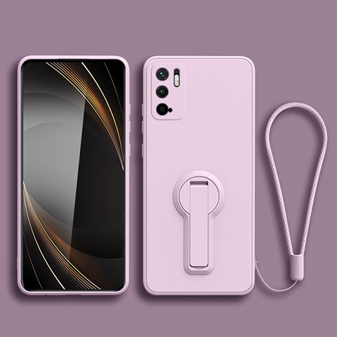 Silikon Hülle Handyhülle Ultra Dünn Schutzhülle Tasche Flexible mit Ständer für Xiaomi Redmi Note 11 SE 5G Helles Lila