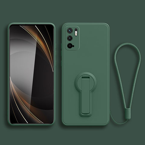 Silikon Hülle Handyhülle Ultra Dünn Schutzhülle Tasche Flexible mit Ständer für Xiaomi Redmi Note 11 SE 5G Nachtgrün