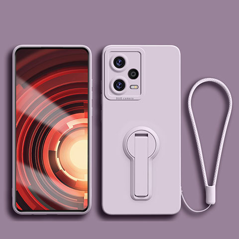 Silikon Hülle Handyhülle Ultra Dünn Schutzhülle Tasche Flexible mit Ständer für Xiaomi Redmi Note 12 5G Helles Lila