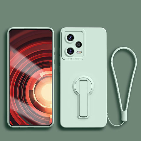 Silikon Hülle Handyhülle Ultra Dünn Schutzhülle Tasche Flexible mit Ständer für Xiaomi Redmi Note 12 5G Minzgrün