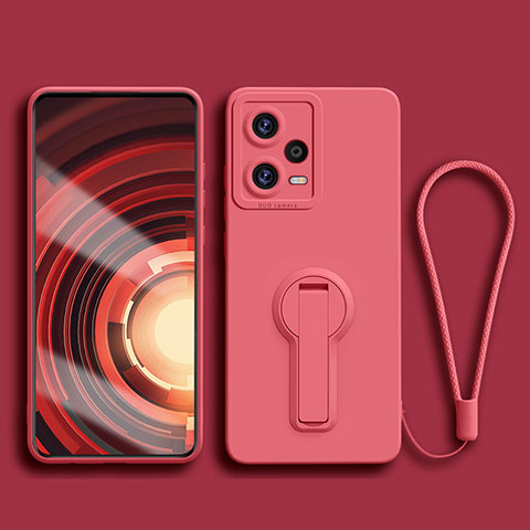 Silikon Hülle Handyhülle Ultra Dünn Schutzhülle Tasche Flexible mit Ständer für Xiaomi Redmi Note 12 5G Rot