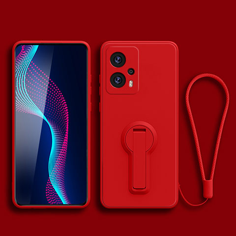 Silikon Hülle Handyhülle Ultra Dünn Schutzhülle Tasche Flexible mit Ständer für Xiaomi Redmi Note 12T Pro 5G Rot