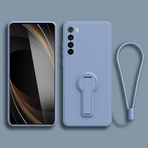 Silikon Hülle Handyhülle Ultra Dünn Schutzhülle Tasche Flexible mit Ständer für Xiaomi Redmi Note 8 (2021) Lavendel Grau