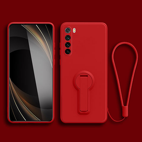 Silikon Hülle Handyhülle Ultra Dünn Schutzhülle Tasche Flexible mit Ständer für Xiaomi Redmi Note 8 (2021) Rot