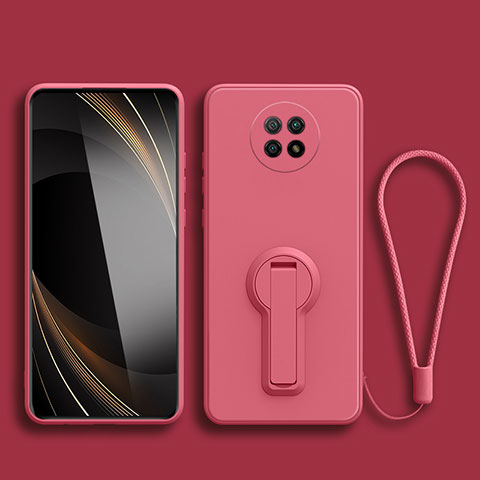 Silikon Hülle Handyhülle Ultra Dünn Schutzhülle Tasche Flexible mit Ständer für Xiaomi Redmi Note 9 5G Pink